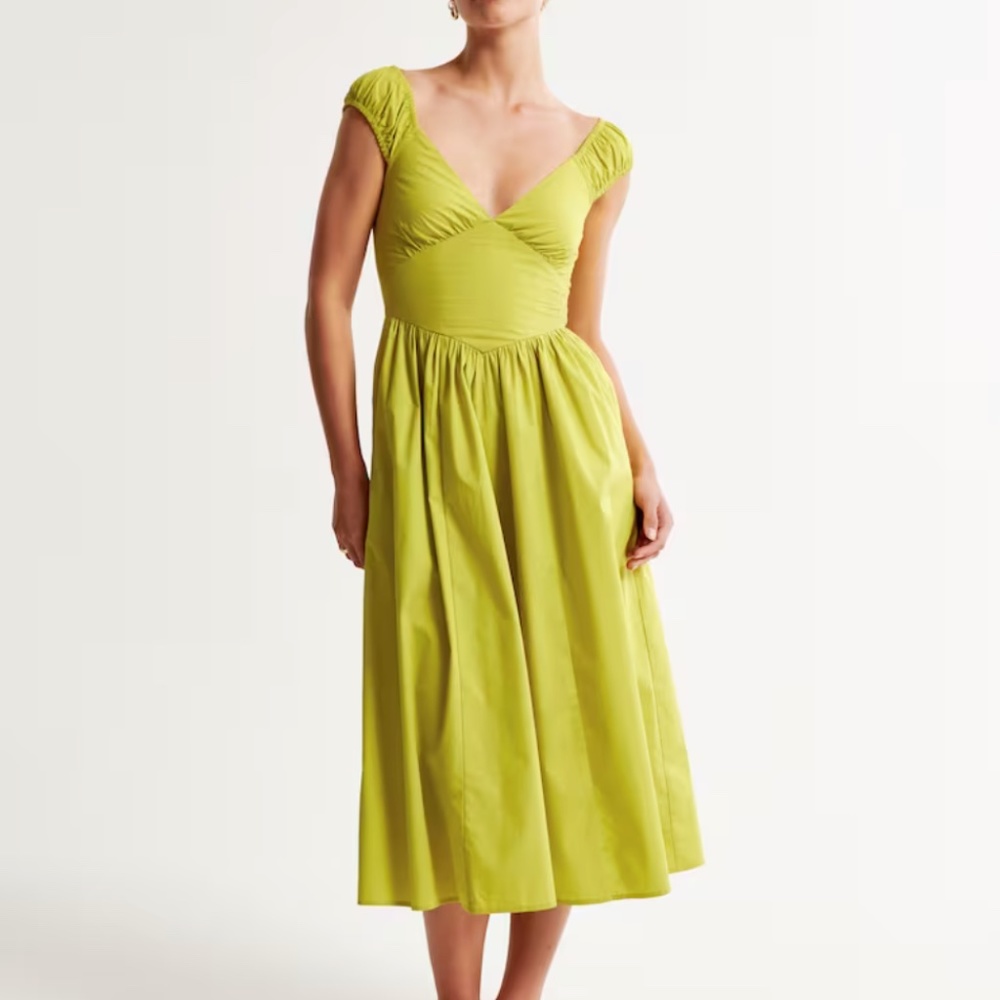 COPY - Abercrombie Cap Sleeve Corset Midi Dress Lime Size: Small (Tall)